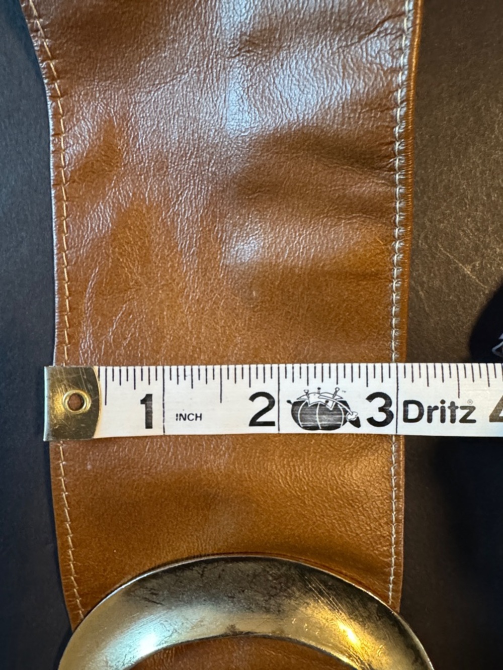 Vintage Leather Belt with Large Statement Buckle - Picture 5 of 11